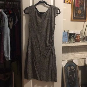 Grey and white Loft fitted dress size small